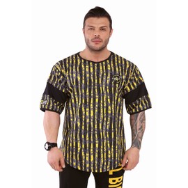 Men's T-Shirt Oversize | Bodybuilding and Fitness Workout Rag Top, Cotton Active Wear Shirt (Yellow, S)