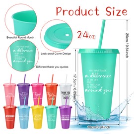 Tioncy 50 Set Housekeeping Week Appreciation Gifts Back to School Teacher Gifts Thank You Cups Plastic Tumblers with Lids & Straws 24 oz for Team Employee Staff Coworker(Appreciation,Multicolor)