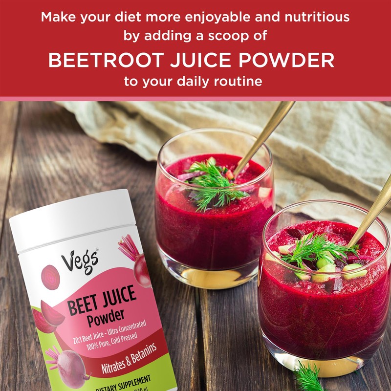 Vegs Beet Juice Powder - 20 X Ultra Concentrated Nitrates,