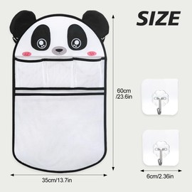 GIDWRIY Badewanne Spielzeug Aufbewahrung,Badespielzeug Netz,Bath Toy Organizer,Spielzeugnetz Badewanne Aufhängen,Baby Badespielzeug Organizer,Badespielzeug Netztasche Mit 2 Haken für Kinder-Panda