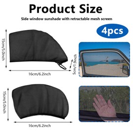 SNOMEL 4-Piece Universal Car Window Shades, Breathable Mesh Car Window Cover for Side Window, Car Front and Rear Side Window Sun Shade Suitable for Camping Travelling