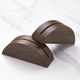 UNIQOOO 6 Pack 3.3" Arch Rustic Walnut Wood Stand with 1/8" Slot, for Wedding Table Number Sign, Place Card Holder, Photo Display Stand | for Event Decor, Retail Shop, Cafe Restaurant Menu, Business Card, Name Tag