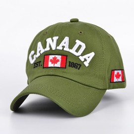 Koijhnb Adult Unisex Canada Flag Baseball Cap Maple Leaf Embroidered Men Women Adjustable Cotton Canada Golf Dad Hat(Army Green)