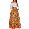 Afibi Women African Printed Maxi Skirt Flared Skirt A Line