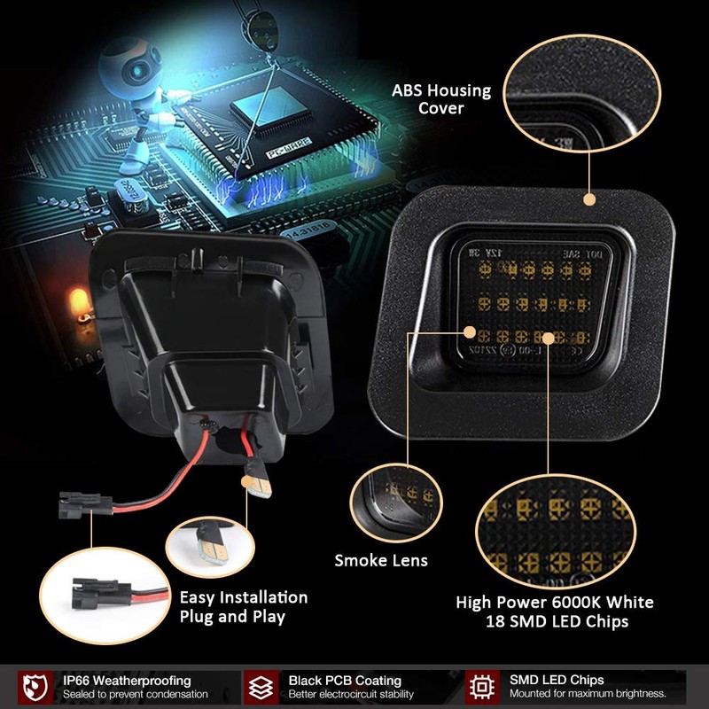 D-Lumina Luces LED para matrícula de montaje de lente ahumada