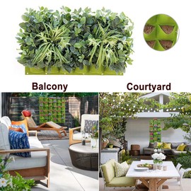 WFIST 36 Pockets Vertical Breathable Plant Bag Hanging Growing Bag Outdoor Indoor Planter for Wall Garden Flower, Green