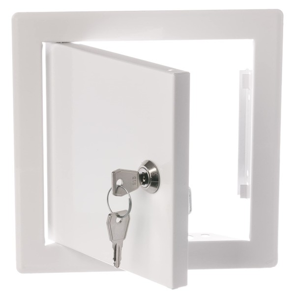150x150mm / 6x6 inch White Metal Access Panel with Key and Lock - Inspection Hatch - Revision Door