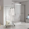 Simple Trending Double Rod Clothing Garment Rack, Rolling Clothes Organizer