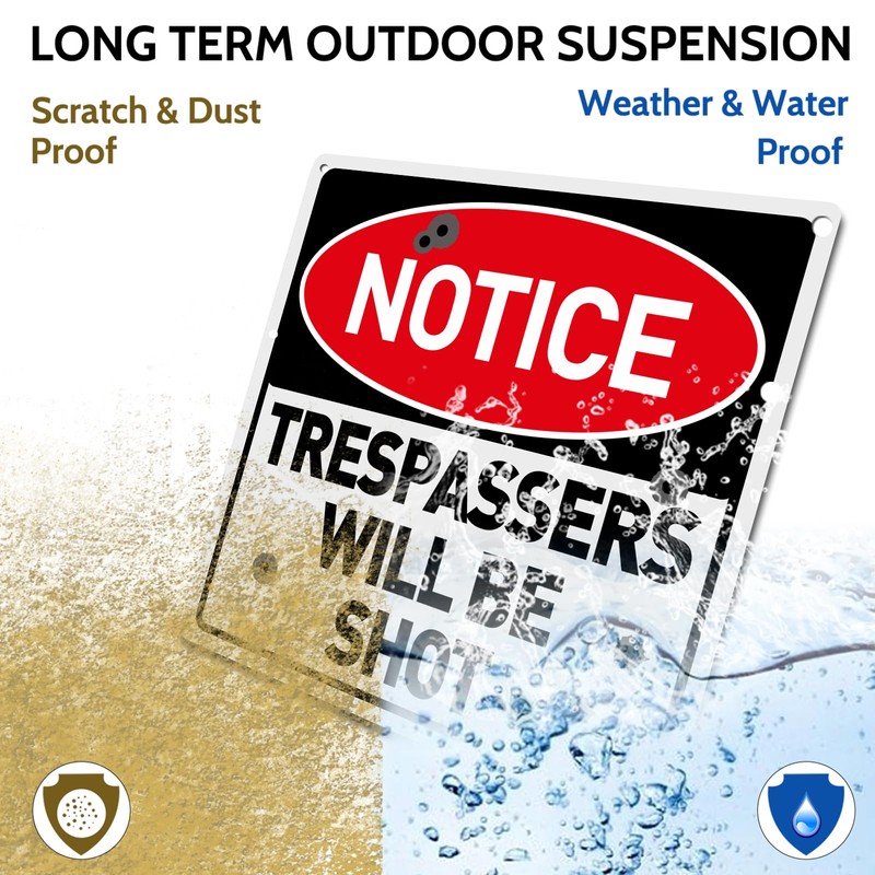 BTHUKO Notice Trespassers Will Be Shot Aluminum Composite Outdoor Sign