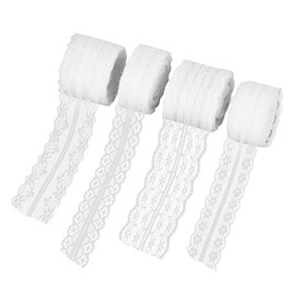 BigKego 4 Rolls Vintage Lace Ribbon White Decorative Ribbon Lace Decorative Ribbon 40 m Lace Trim Crochet Lace for DIY Sewing Scrapbooking Gift Box Wedding Decoration