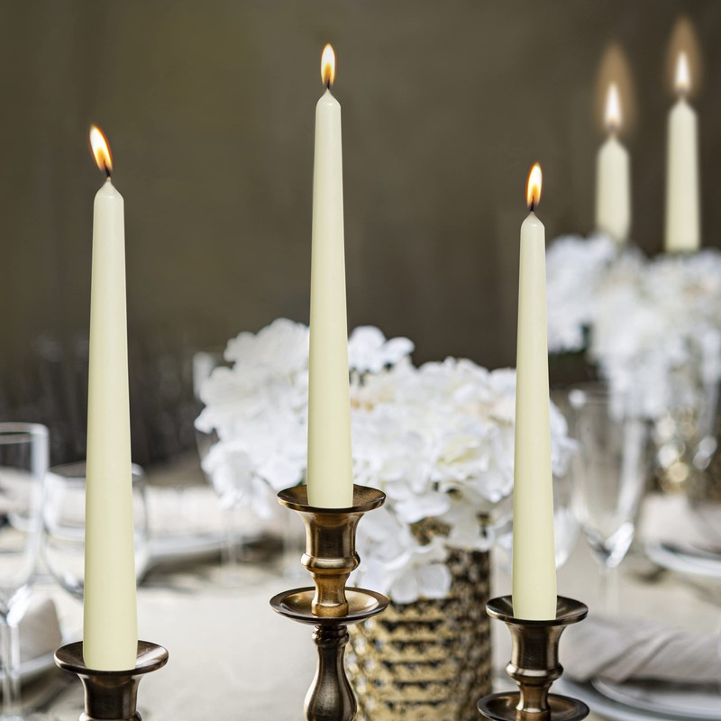 BOLSIUS Ivory Taper Candles - 10 Pack Unscented 10 Inch