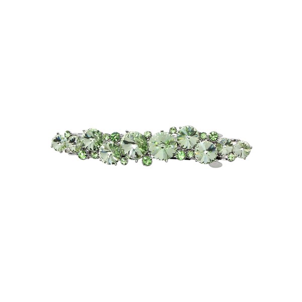 Faship Peridot Green Premium Rhinestone Crystal Floral Small Hair Barrette
