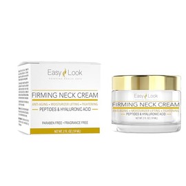 EASY LOOK Firming Neck Cream, Anti-Aging with Peptides and Hyaluronic Acid, Paraben Free, 2 fl oz