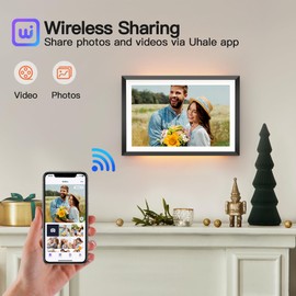 BIGASUO 10.1 inch 32GB Digital Picture Frame with LED Light, HDTouch Screen WiFi Smart Cloud Photo Frame, Slideshow, Auto-Rotation, Instant Sharing of Photos and Videos Via Uhale App