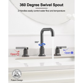 HOIGY Bathroom Sink Faucets, Widespread 3 Hole 8 Inch Bronze Faucet for Bathroom Sink, Single Handle Bathroom Faucets with Deck Plate