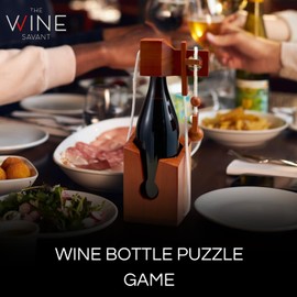 Wine Bottle Puzzle Game - 3D Wooden Wine Bottle Holder - Challenging Solve The Puzzle Lock Games for Adults 21+, Functional Champagne Red Wine Storage, Wine Lover Gifts, Game Night, Housewarming Gift