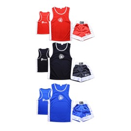 Prime Sports Kids Boxing Uniform Set Top & Shorts 2 Pcs Top and 1 pc Boxing Clothes for Kids Boys/Girls Satin Fabric For 03 to 14 Years (7-8 Years, Red)