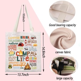 ENSIANTH Camp Life Gift Camper Tote Bag Summer Camp Gift Camping Forest Adventure Reusable Grocery Bag Van Outdoor Gifts (CA Camp Life BAG)