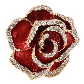 Women's Flower Brooch Pin, Burgundy Rhinestone Petal Brooch, Alloy Wedding Flower Brooch, Exquisite Retro Design, optimal for dancing parties, wedding banquets, and various social events