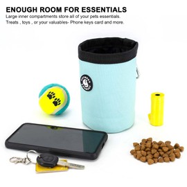 COOWONE Dog Treat Pouch Portable Puppy Food Container Large Capacity Hands Free Drawstring Dog Poop Bag Dispenser, Easily Carries Dog Necessities for Training/Travel or Outdoor Walking