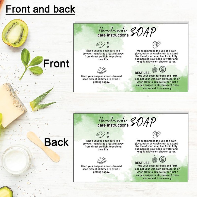 Handmade Soap Care Instructions, Handmade Soap Bar Card Instructions for