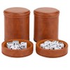 RERIVER Brown PU Leather Dice Cup with Lid, Velvet Interior