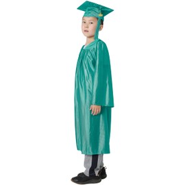 GraduatePro Kindergarten Graduation Cap and Gown Package Class of 2025 for Kids with Stole Certificate as Party Gift Emerald 36