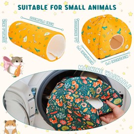 CroBlissful 6 Pieces Guinea Pig Hideout Set Warm Soft Rat Bed and Tunnel Washable Sugar Glider Toy Guinea Pig House Accessories for Hamster, Rabbit, Bunny, Small Animal (Cute Style)