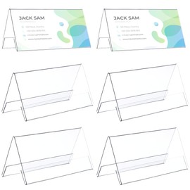 PRETYZOOM Place Card Holder, Acrylic, Card Stand, Transparent, Triangular, Set of 6, Meeting Place Cards, Tabletop, Nameplate, Display, Name Card Holder, Wedding, Event, Office, Price Market Holder, Business Card Holder, Pop Stand, Notepad, Menu Holder, 
