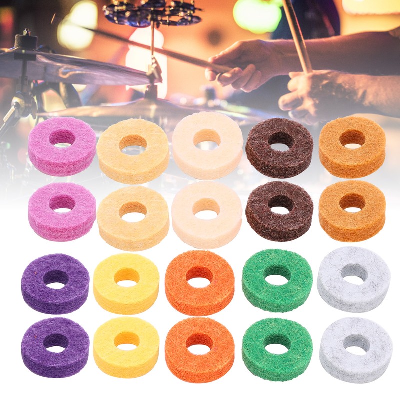 20Pcs Drum Cymbal Felt Multicolour Pad Instrument Accessory Replacement Part