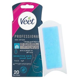 Veet Tiras de cera fría facial para piel normal, paquete de 20