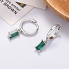 FASHGOOD Sterling Silver Hoop Earrings for Women,Green Cubic Zirconia Drop