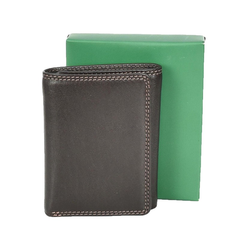 Mens Real Leather Tri-fold RFID Protected Slim Wallet Banknotes Credit