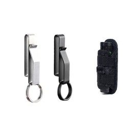 Torch Holder, Torch Pouch, Tactical Belt Pouch, Flashlight Holster, Open-End Stretchable Rotatable Clip 360 Degree Holder, Security Accessories, for Cycling, Camping, Police and Military Safety, Black