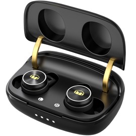 Monster Clarity 101Plus AirLinks Wireless Earbuds, Bluetooth 5.0 in-Ear Headphones with Charging Case, Stereo Earphones Deep Bass Sound, Built-in Mic, Clear Call, Water Resistant Design for Sports