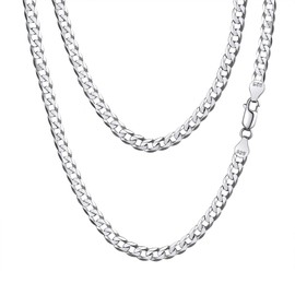 FindChic 925 silver chain without pendant, 3 mm/5 mm, unisex curb chain, Figaro chain, 36, 46, 51, 56, 61, 66, 71 cm, Metal, No Gemstone