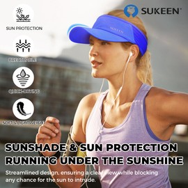 Sukeen Sports Sun Visor Men Women Lightweight Packable Cooling Stretchy Visor Hat for Running, Tennis, Golf Blue