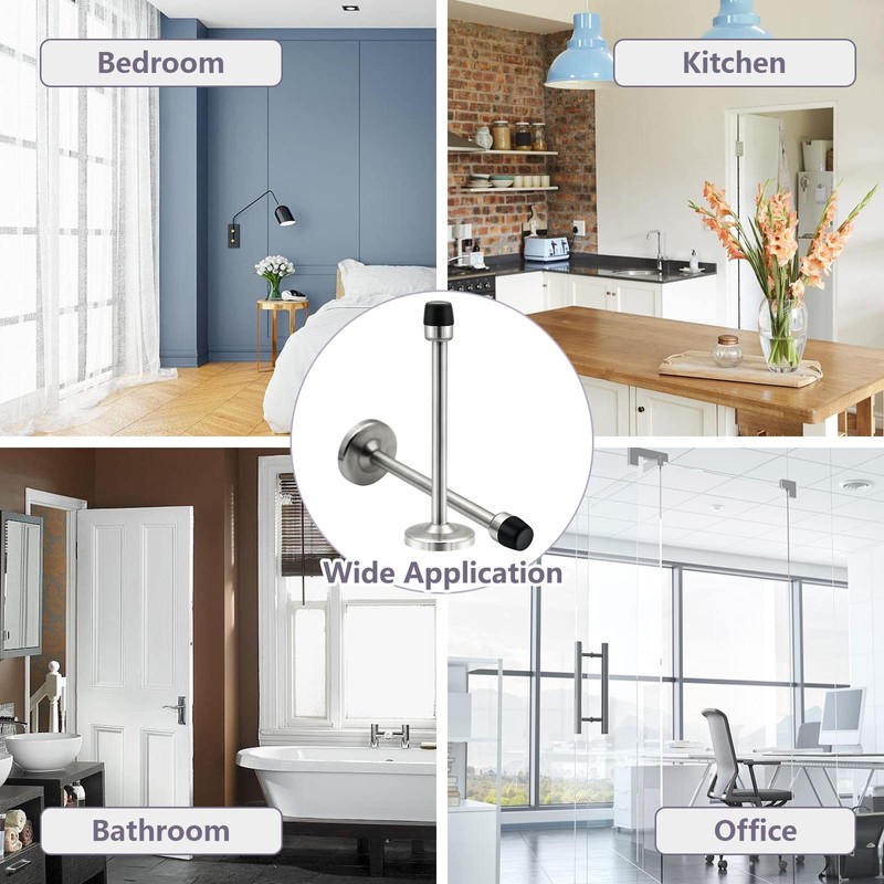 Wall Mounted Long Door Stop Heavy Duty Chrome Plated 6"