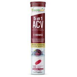 Vitaminnica ACV 5in1 Moringa Effervescent Tablets- 1100mg | Mixberries Flavor | Natural Energy & Immunity Booster with Antioxidants to Control Cravings -15 Tablets (1)