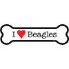 I Heart (Love) Beagles Dog Bone Car Fridge Magnet 2"x7"