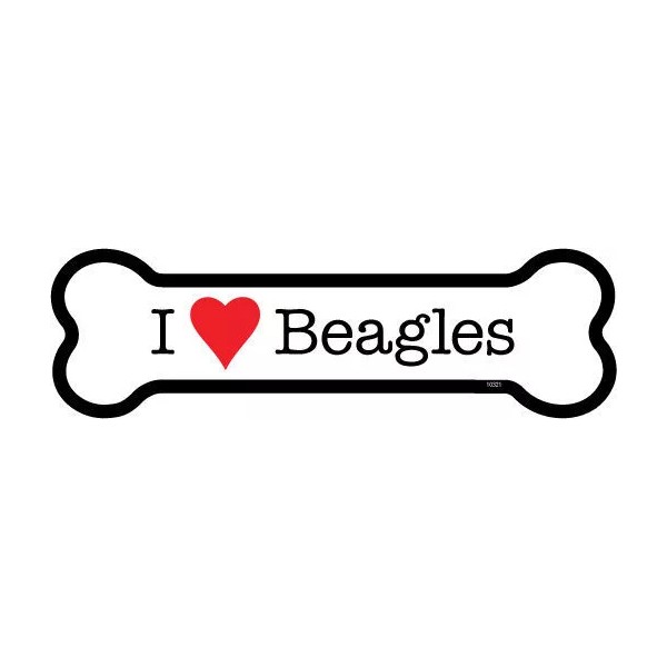 I Heart (Love) Beagles Dog Bone Car Fridge Magnet 2"x7"