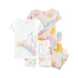 Carter's Toddler Girl's 4 Piece Cotton Pajama Set (Unicorn/Sparkle in Sleep, 4T)