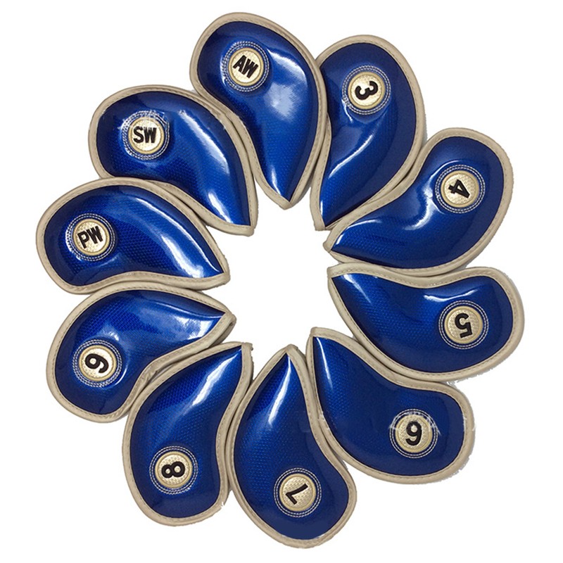 10pcs/set Club Iron Headcover Head Cover PU Waterproof Club Head