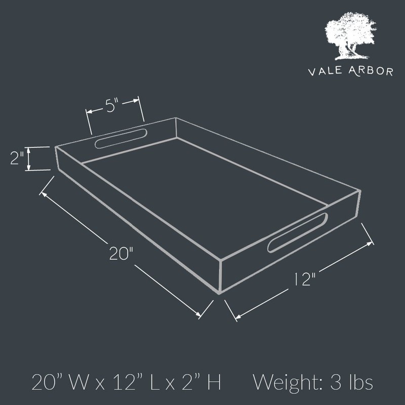 Vale Arbor Clear Acrylic Serving Tray for Vanity, Bathroom, Ottoman,