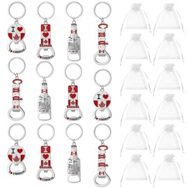 Guiqulai 12 Pcs Canada Keychain, Canada Souvenirs Bottle Opener Souvenirs from Canada Maple Leaf Key Chain Canada Flag Keychain Canadian Souvenirs for Friends Family Colleague Women Men