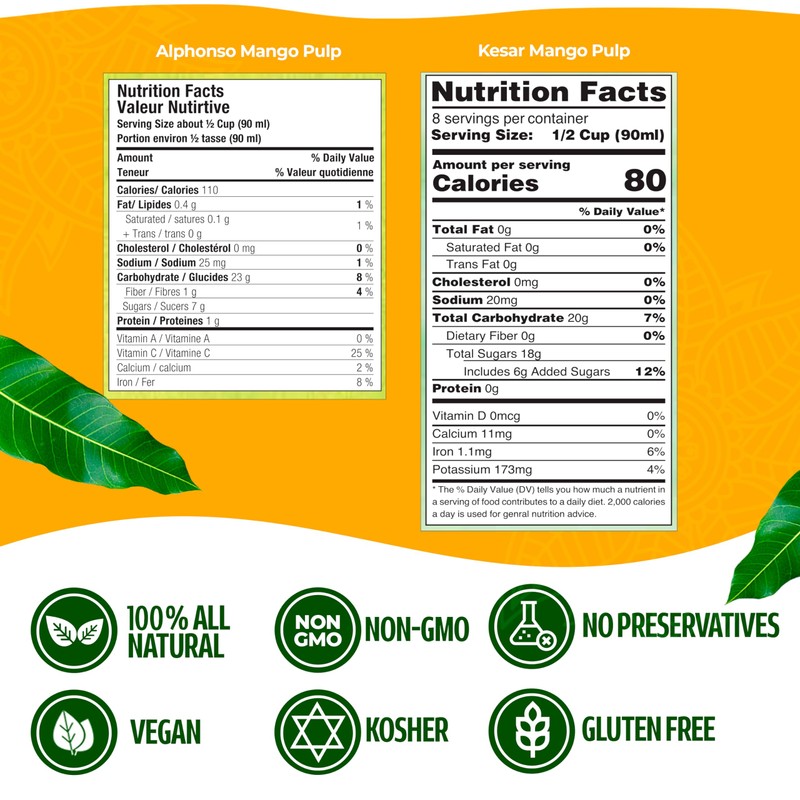 Ashoka Canned Mango Pulp, Premium Alphonso Mango Extract - Sweetened,