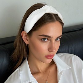 YISSION White Knotted Headband Non Slip Wide Head Band Fashion Headbands for Women Top Knot Hairband Hair Accessories for Women Girls