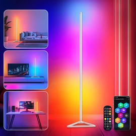 HANDSONIC RGBIC Corner Lamp,16 Million Colors LED Floor Lamp,141 cm Lamps for Living Room with Music Sync,Standing Lamp with App and Remote Control,Gaming Ambient Lighting Corner Light Bedroom Decor