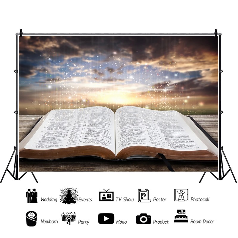 8x6ft Holy Bible Backdrop - Church & School Decor -
