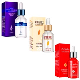Paquete 3 Serum Faciales 1 Ácido Hialurónico 1 Serum de Arroz y 1 Serum de Granada Hidratantes y Suavizantes Mejoran el Aspecto de la Piel            
